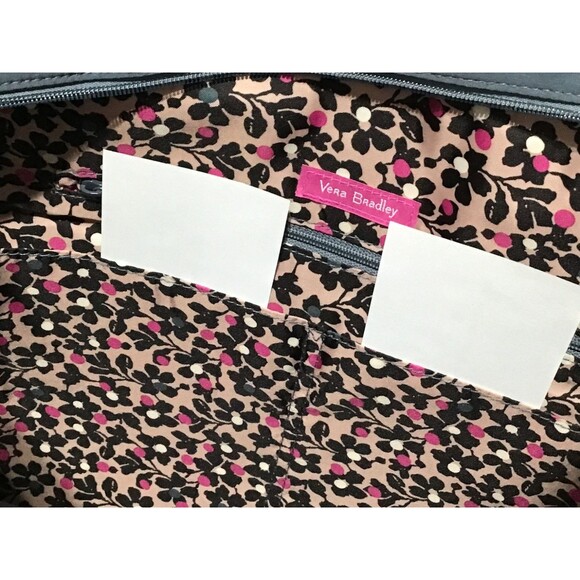 Vera Bradley Iconic Laptop Tote Charcoal Blue College School Travel - Picture 14 of 16